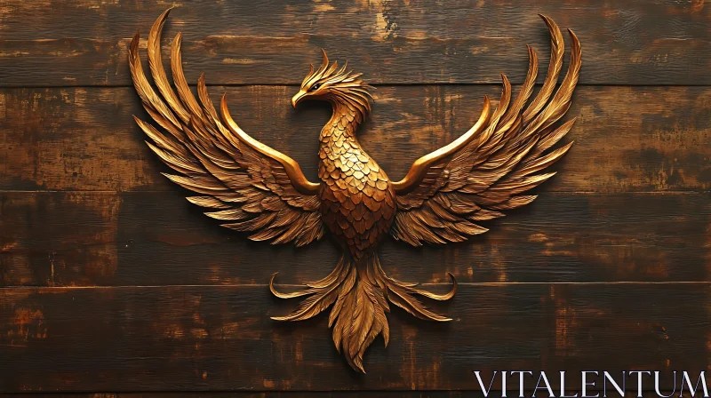Phoenix Rising: A Wooden Sculpture AI Image