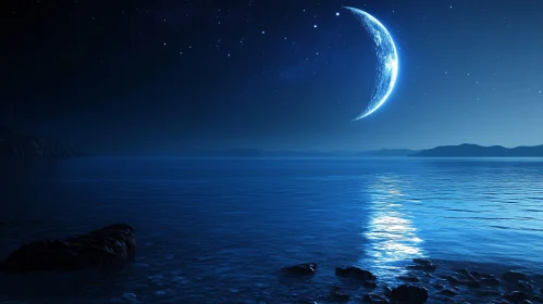 Moonlit Night Over Calm Waters