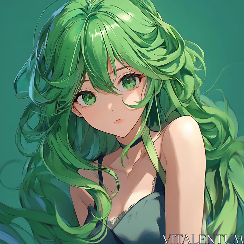 AI ART Anime Character Portrait with Green Hair