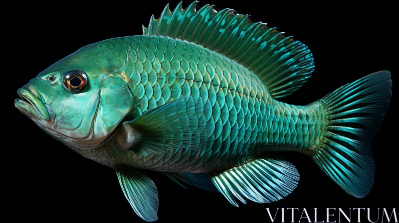 Photorealistic Fish Art - A Study in Green and Bronze AI Image