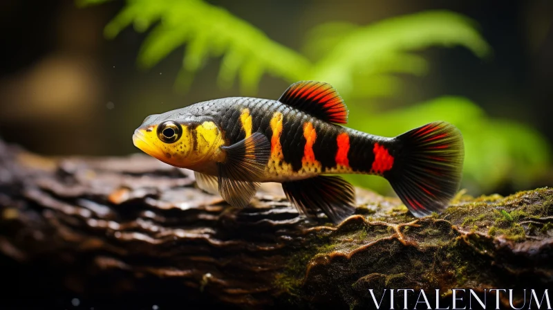 Tropical Fish on Log: A Study in Colour and Contrast AI Image