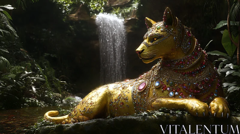 Lion Statue with Jewels AI Image