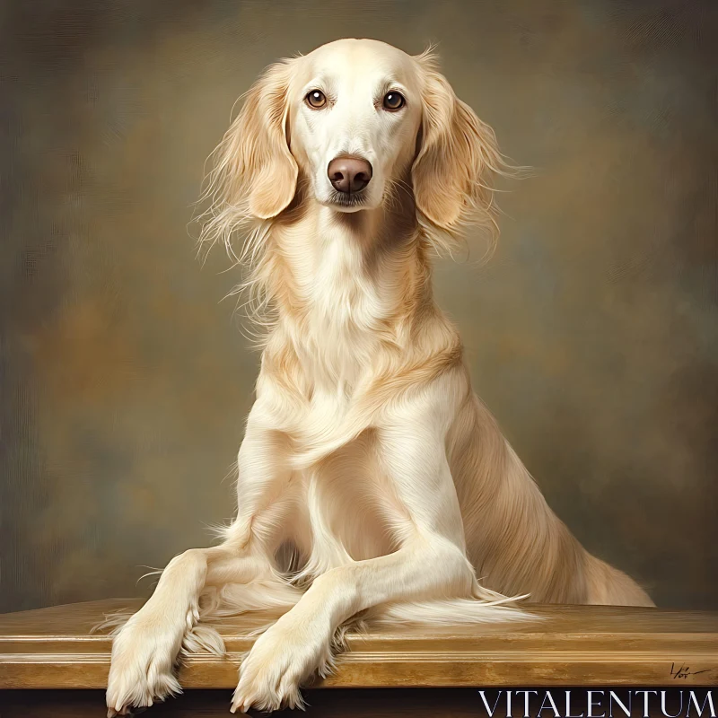 AI ART Poised Golden-Haired Dog Portrait