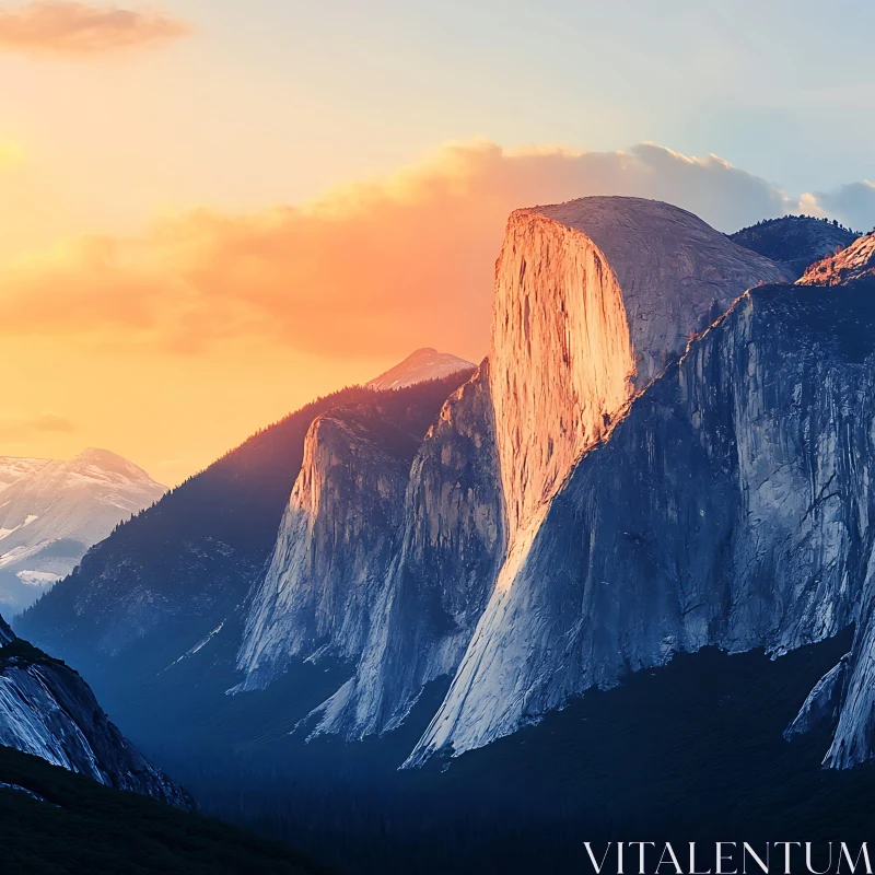 AI ART Mountains at Sunset