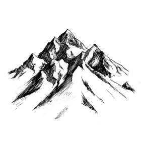 Ink Sketch of Mountain Peaks