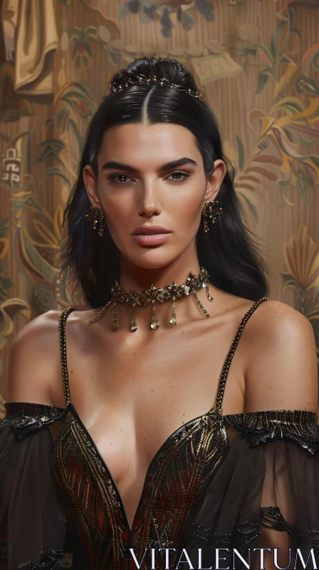 AI ART Fashionable Elegance: Kendall Jenner's Glamorous Portrait