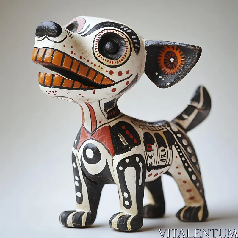 Decorative Dog Figurine with Detailed Patterns AI Image