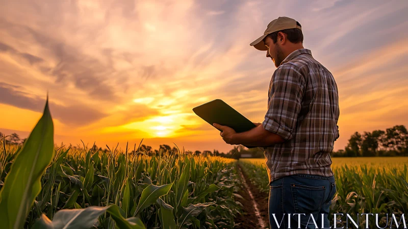 AI ART Agricultural Field at Sunset