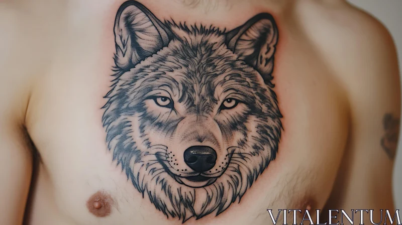 Detailed Wolf Tattoo Design AI Image