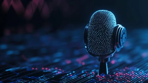 Studio Microphone with Digital Background