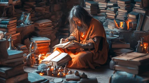 Man Immersed in Ancient Literature