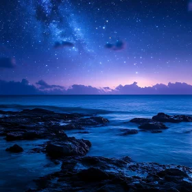 Coastal Night Under a Starry Sky