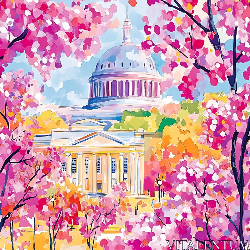 AI ART Cherry Blossoms at the Capitol
