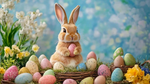 Whimsical Easter Bunny and Egg Display