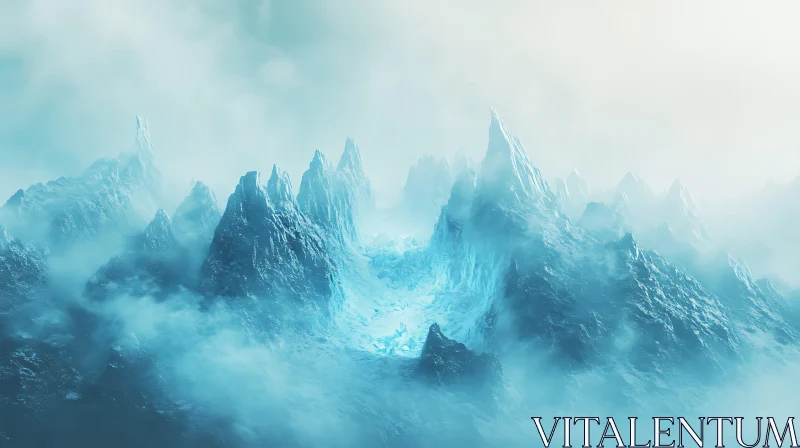 AI ART Frozen Mountain Range