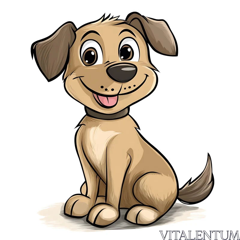 Smiling Puppy Cartoon Art AI Image