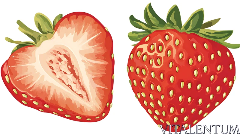 Two Strawberries: A Sweet Composition AI Image