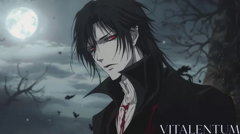 AI ART Gothic Anime Vampire by Moonlight