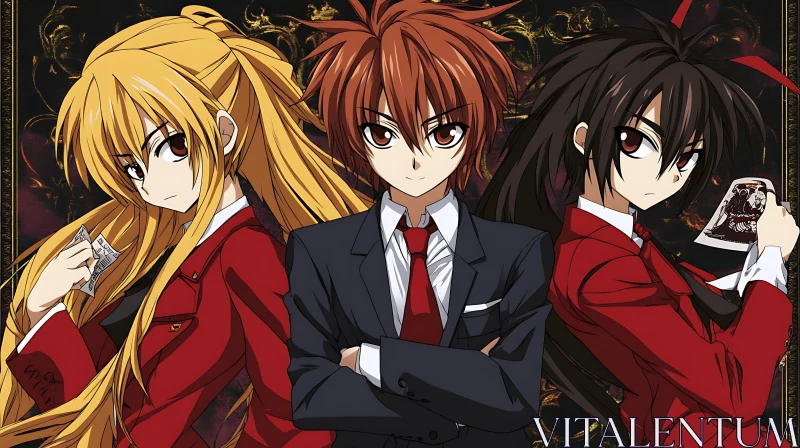 Anime Trio in Suits AI Image