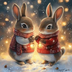 Festive Bunnies in Winter Wonderland