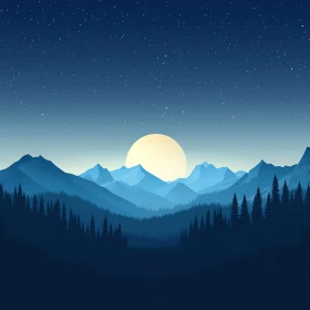 Blue Mountains and Starry Sky