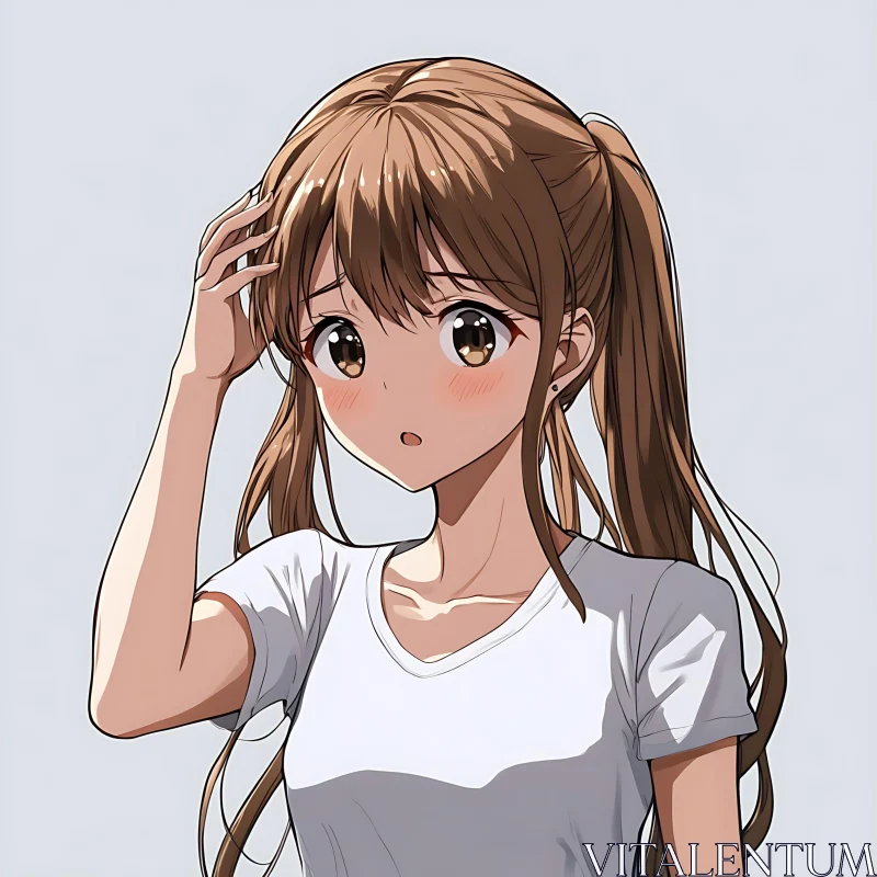 Shocked Anime Girl Illustration AI Image