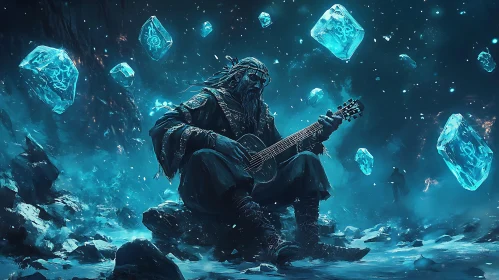 Mystical Guitarist in Crystal Cave