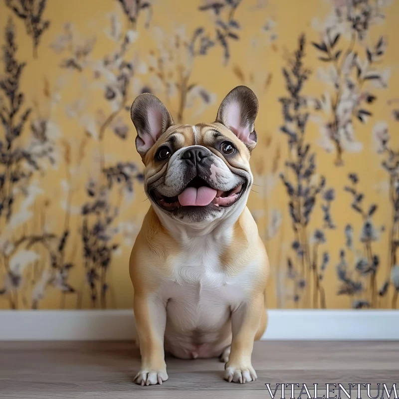 Charming French Bulldog Portrait Indoors AI Image