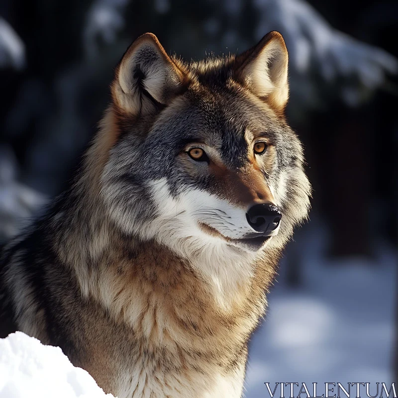 Wolf in Winter Wonderland AI Image