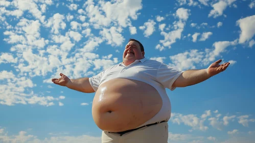 Man with Open Arms Under Sky