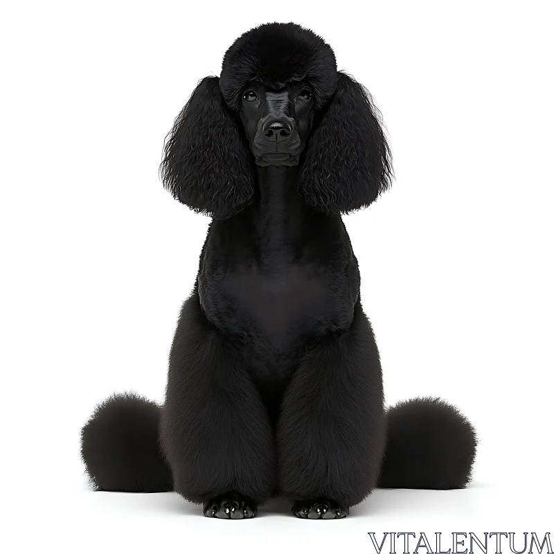 Gracefully Groomed Black Poodle AI Image