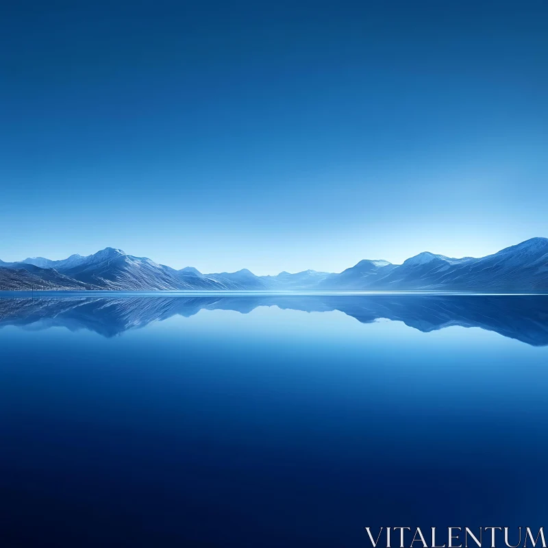 Tranquil Mountain Lake Reflection Scenery AI Image