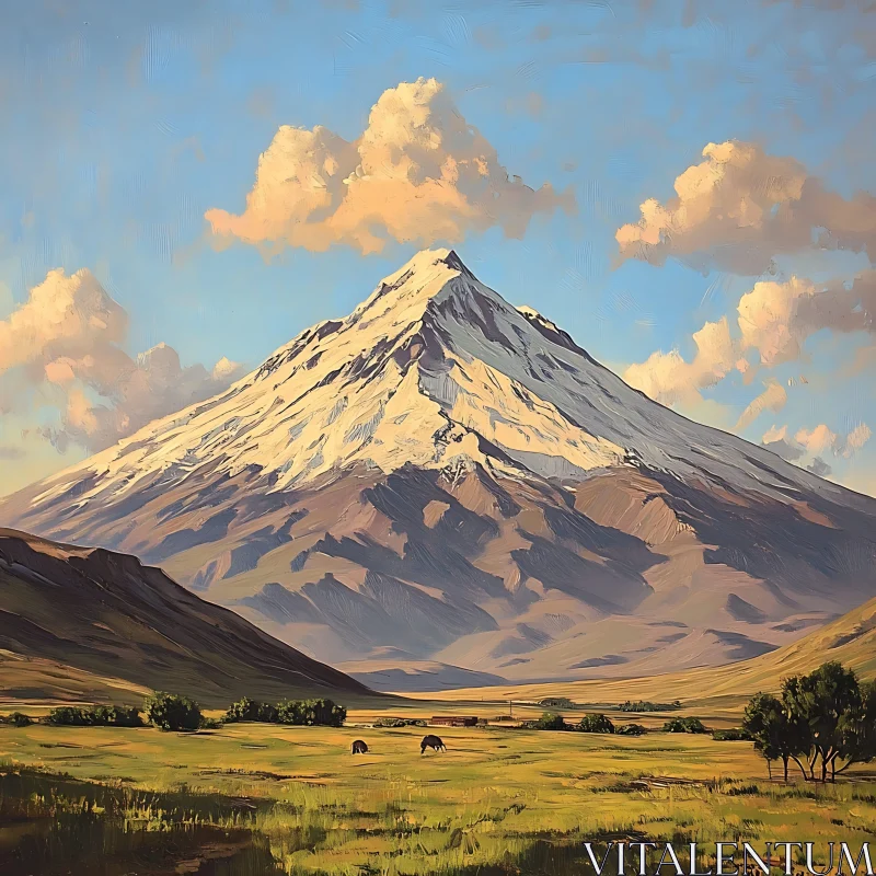 AI ART Snowy Mountain Vista Art