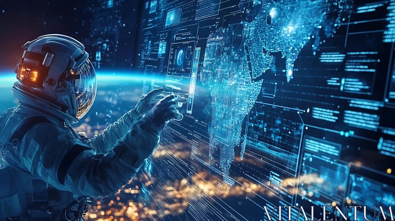 Future Technology Astronaut Earth Data AI Image