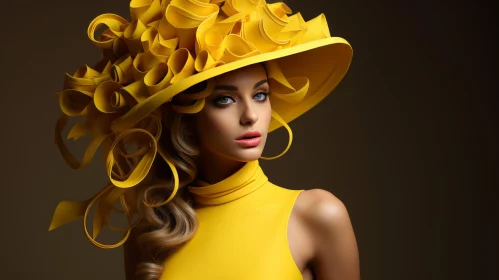 Captivating Fashion: A Stunning Woman in a Yellow Hat