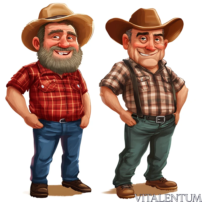 Cartoon Farmers Portrait AI Image