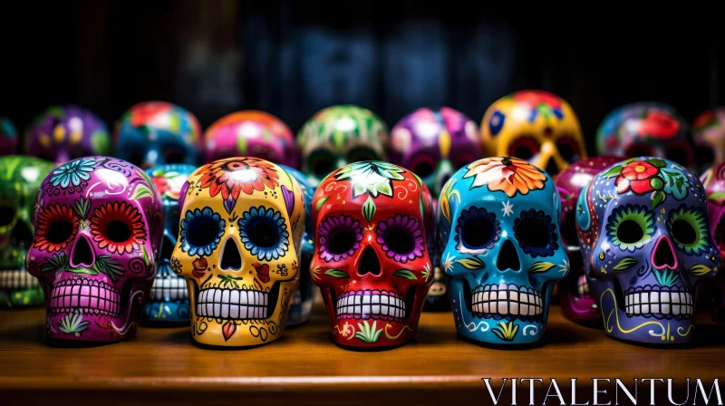 Colorful Sugar Skulls - Hispanicore Street Art AI Image