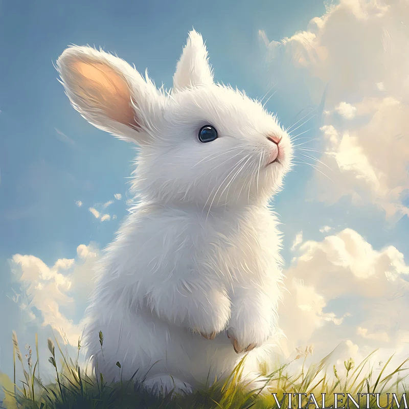 Fluffy Bunny in a Meadow AI Image