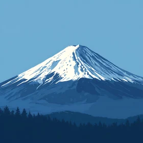 Snowy Mountain Peak with Forest View