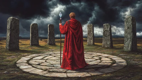 Enigmatic Wizard at Ancient Stone Henge