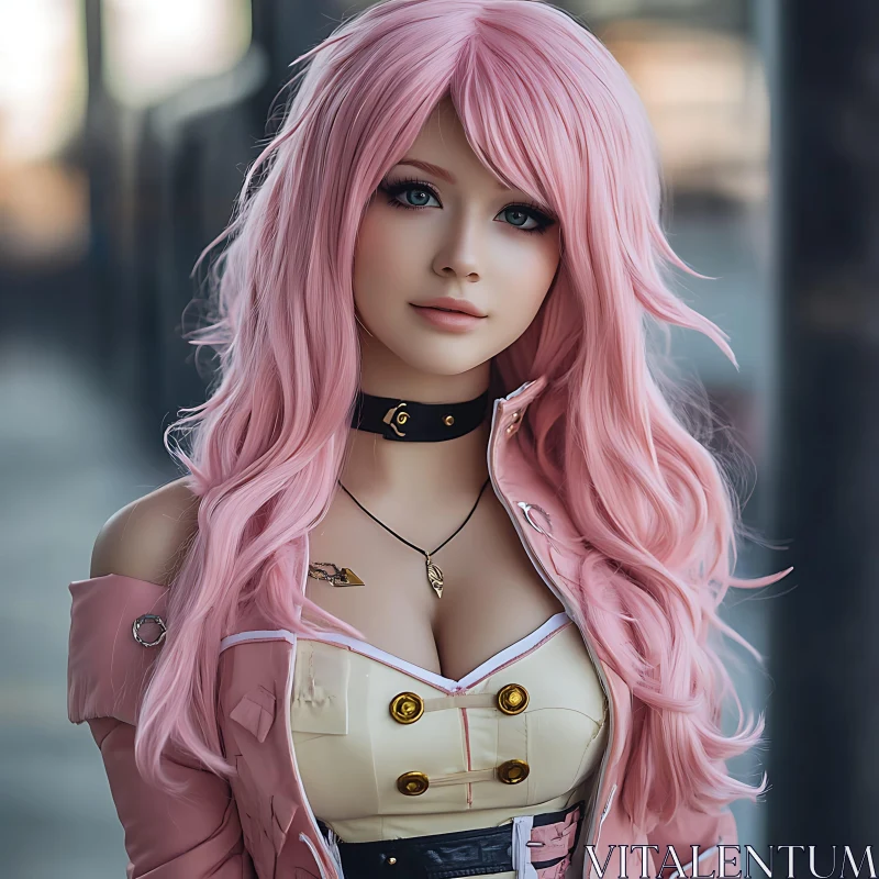 AI ART Anime Cosplay Portrait with Pink Hair