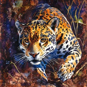 Jaguar Prowl Watercolor Painting