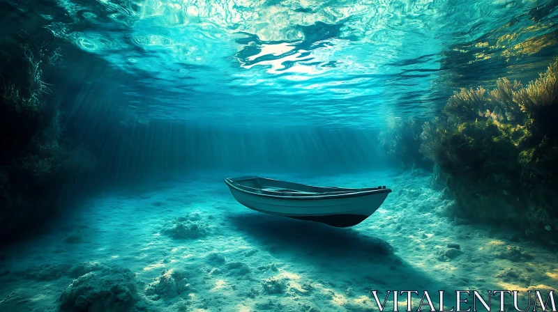 AI ART Underwater Boat in Tranquil Waters