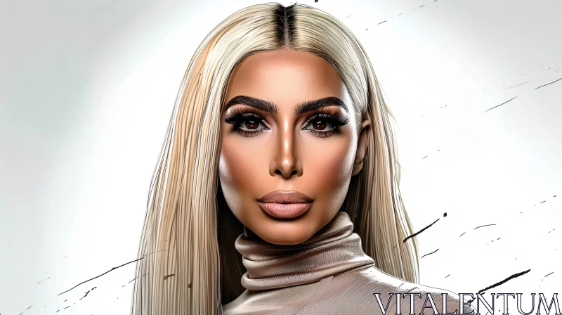 AI ART Kim Kardashian's Platinum Blonde Elegance