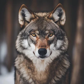 Detailed Wolf Face Close-Up
