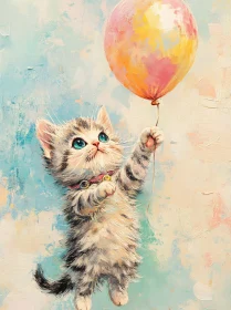 Cute Kitten with Balloon Art