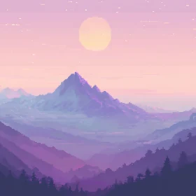 Pastel Pixel Mountain Landscape