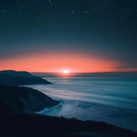 Coastal Sunset Under the Stars