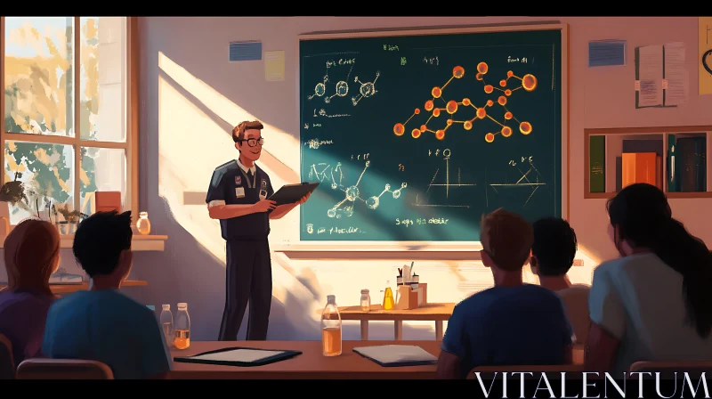 Science Teacher Explaining Molecular Structures AI Image