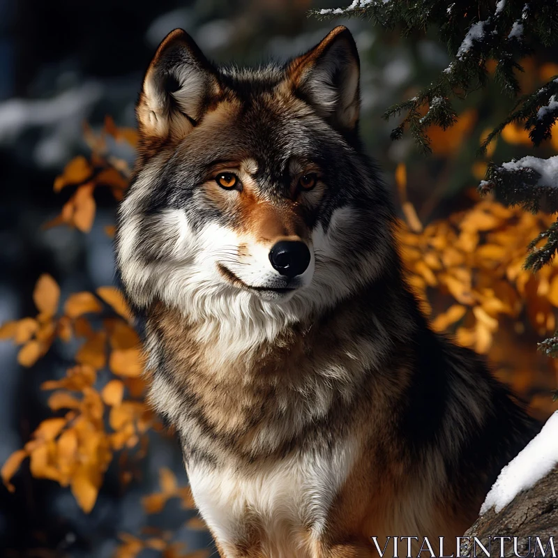 Winter Wolf Portrait AI Image